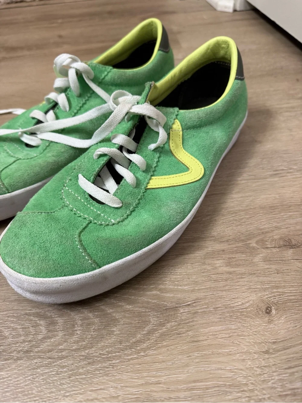 Vans Green Suede Sneakers with Yellow Accent